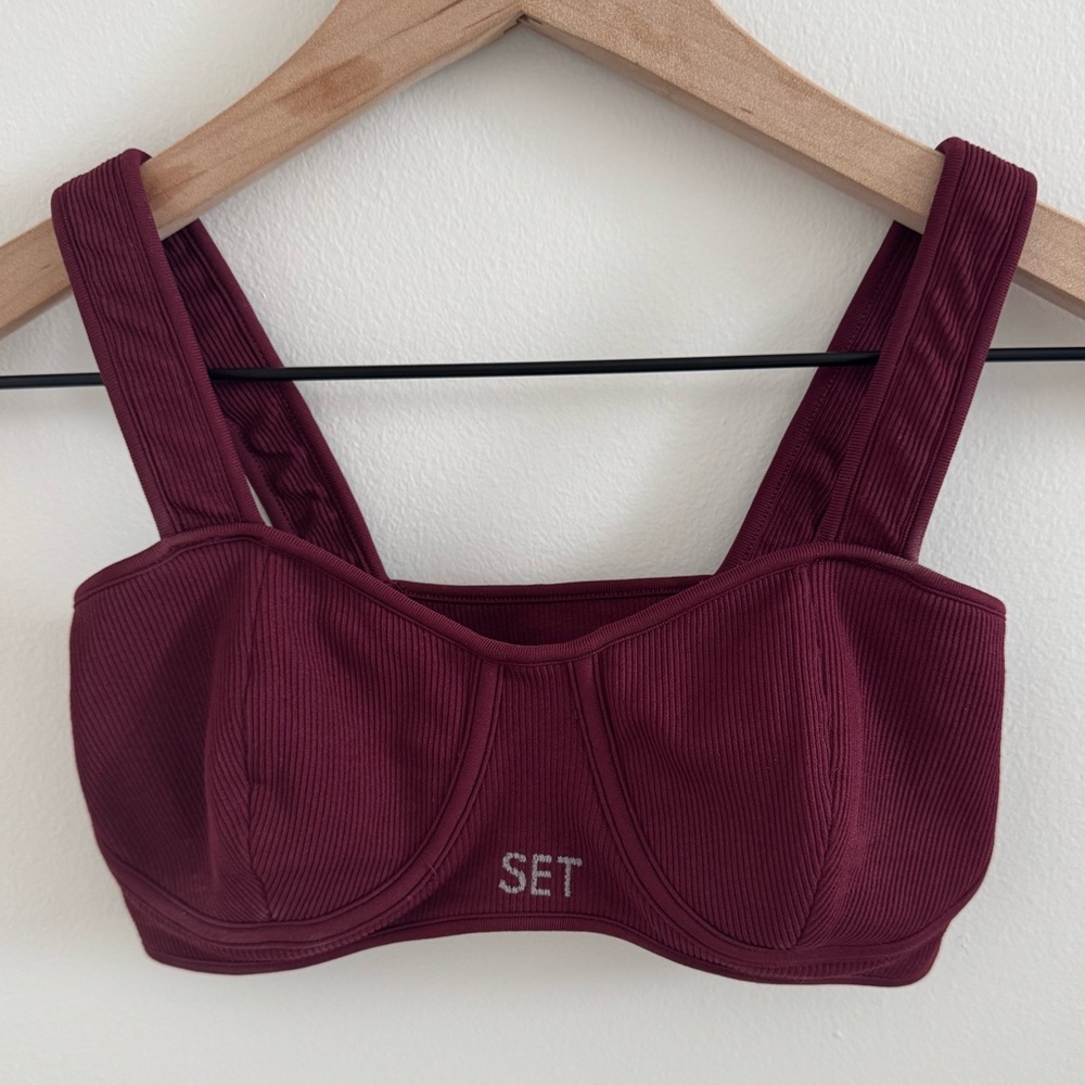 SET Active Burgundy Ribbed Support Bra